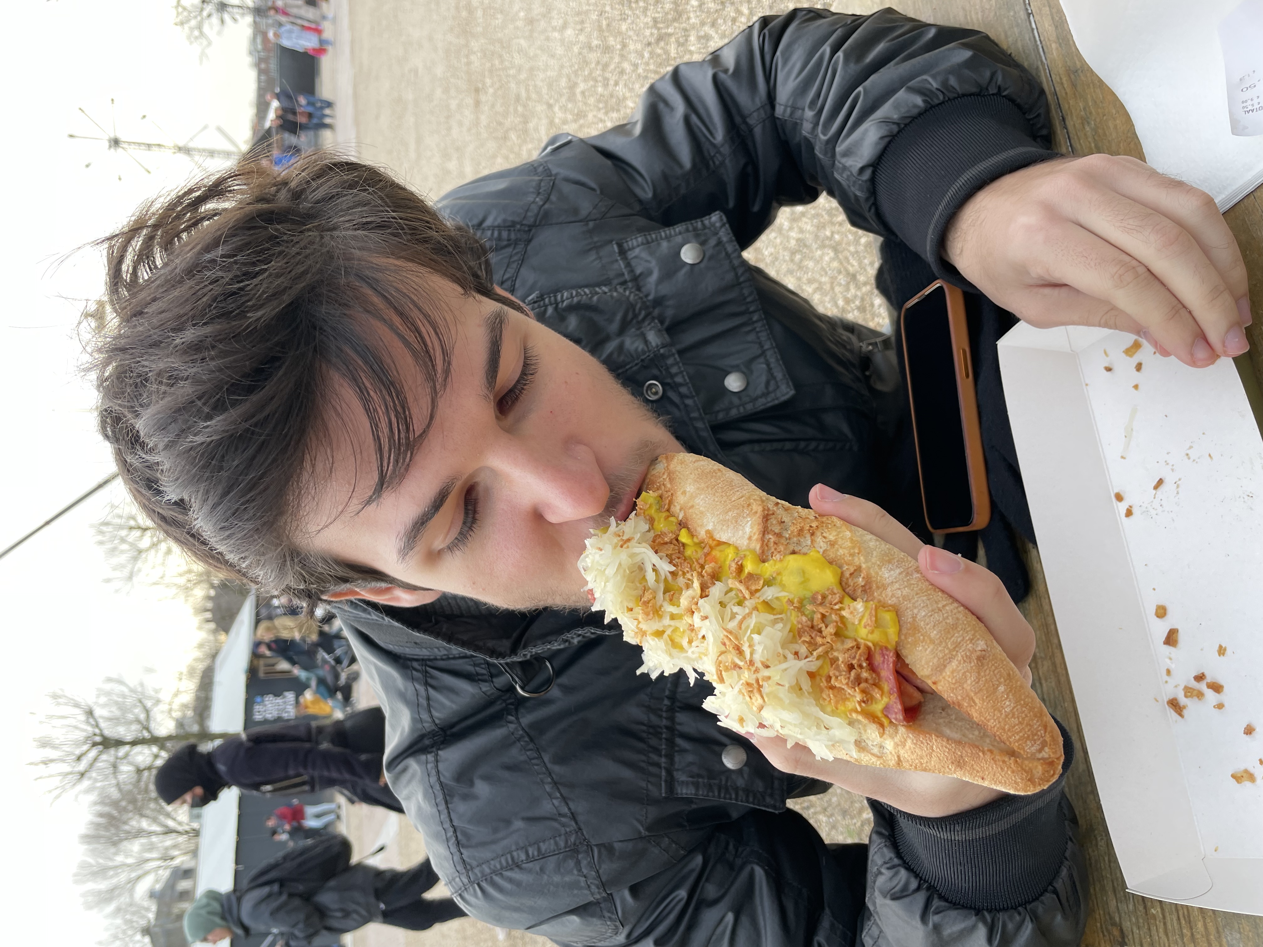 Me eating a hotdog